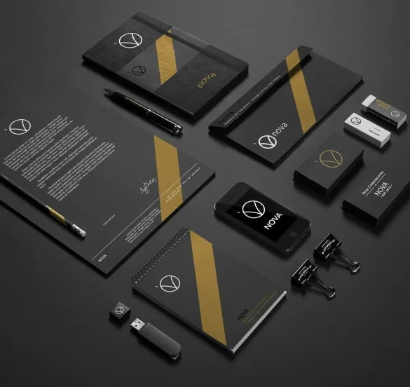 Brand identity set photographed for content